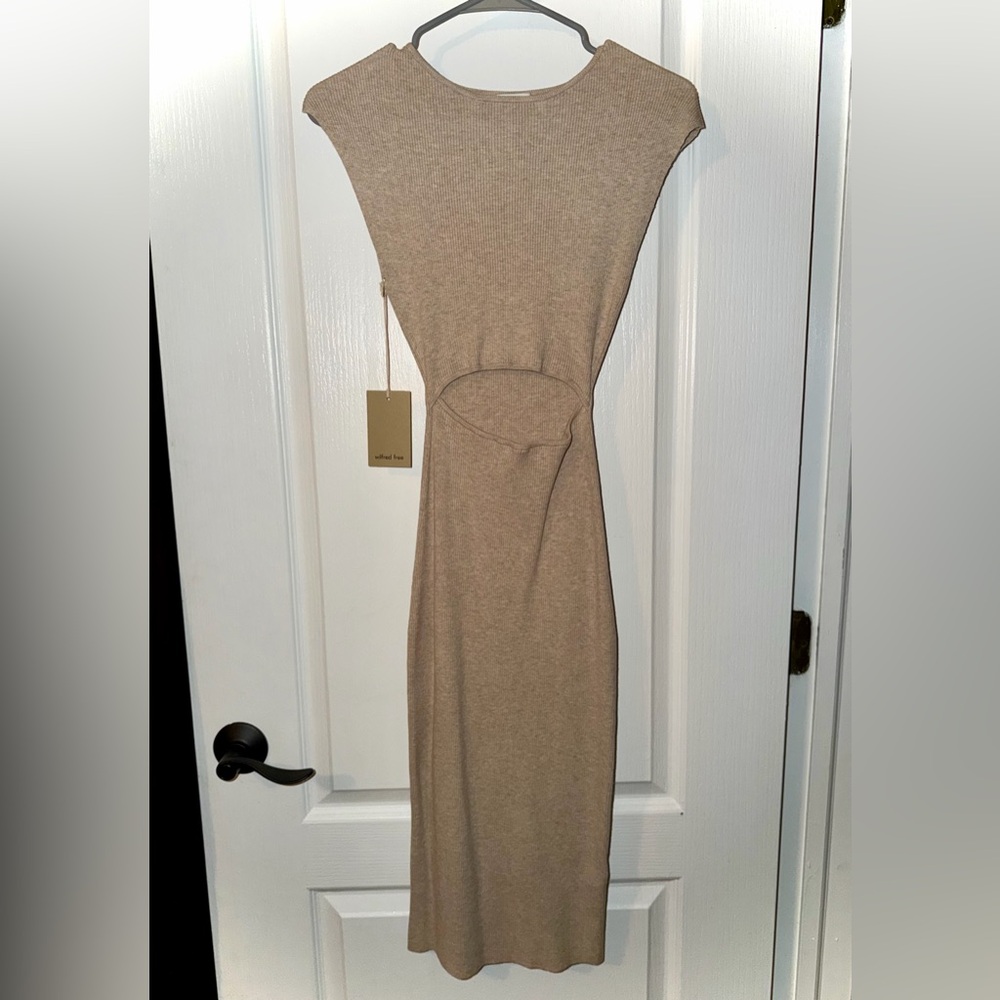 Aritzia - Wilfred Free Midi Tan Dress
